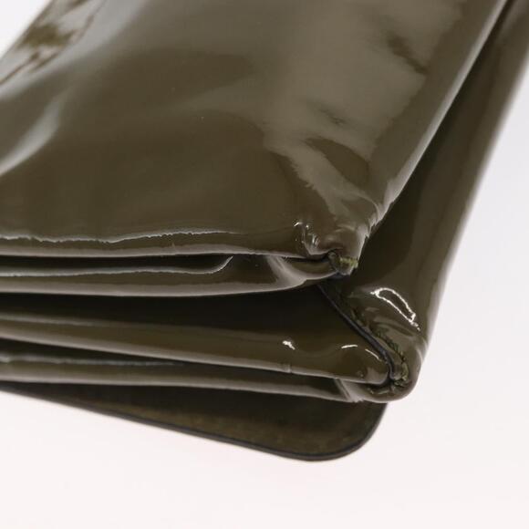 VALENTINO Studs Chain Shoulder Bag Enamel Khaki Gold Auth bs31799 - Picture 15 of 16